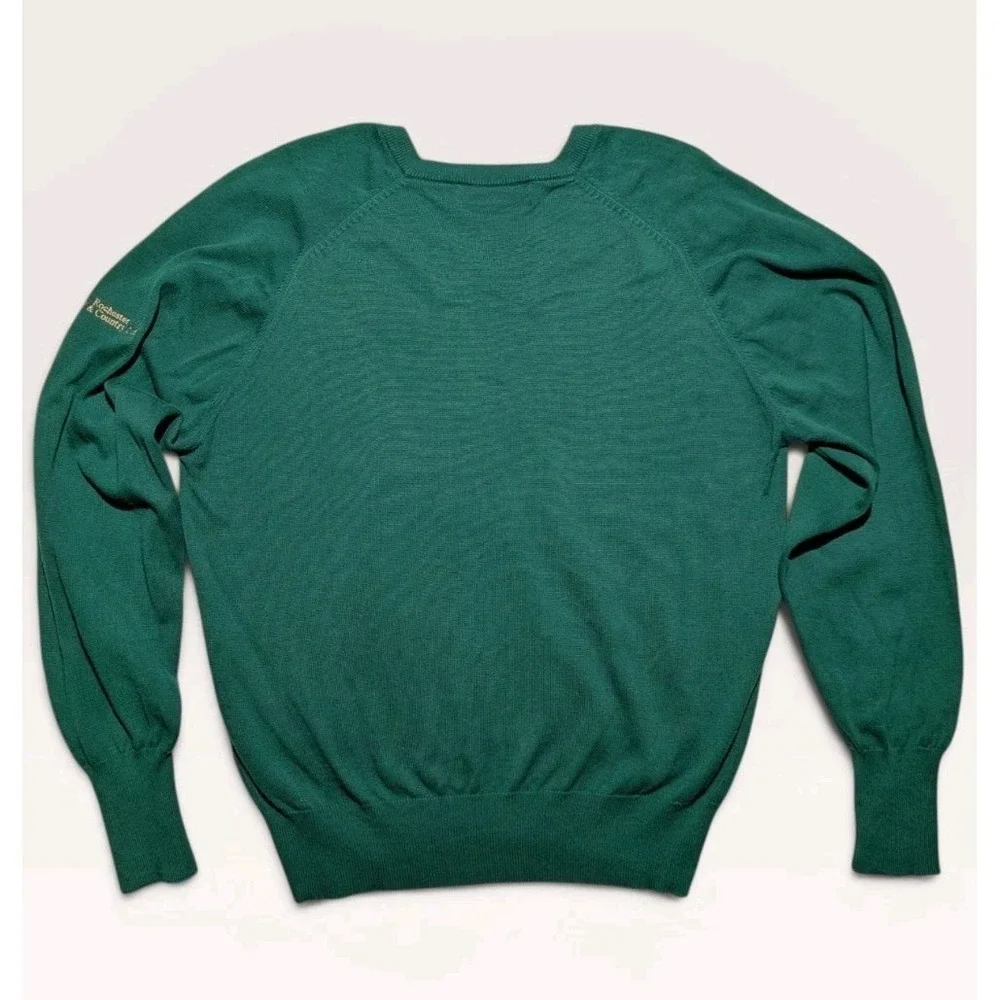 VTG‎ Slazenger V Neck Golf Sweater Green Cotton Rochester Country Club Medium